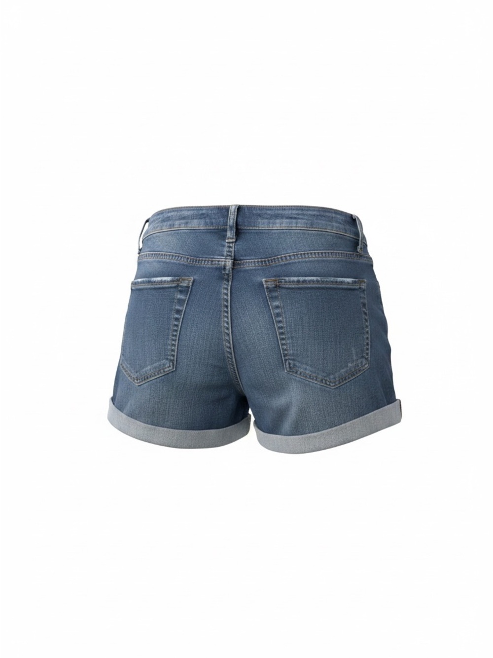 No Boundaries Women's Rolled Hem Denim Shorts - Blue